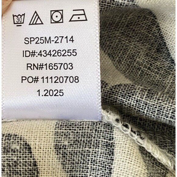 Calligraphy Wide Leg Linen Pants Women L Black White Relaxed Comfort Breathable - Picture 7 of 10